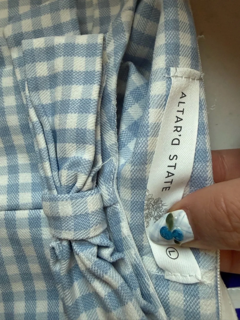 NWT Altar'd State Light Blue Gingham Corset Top with Bow - Size Large - Picture 4 of 4